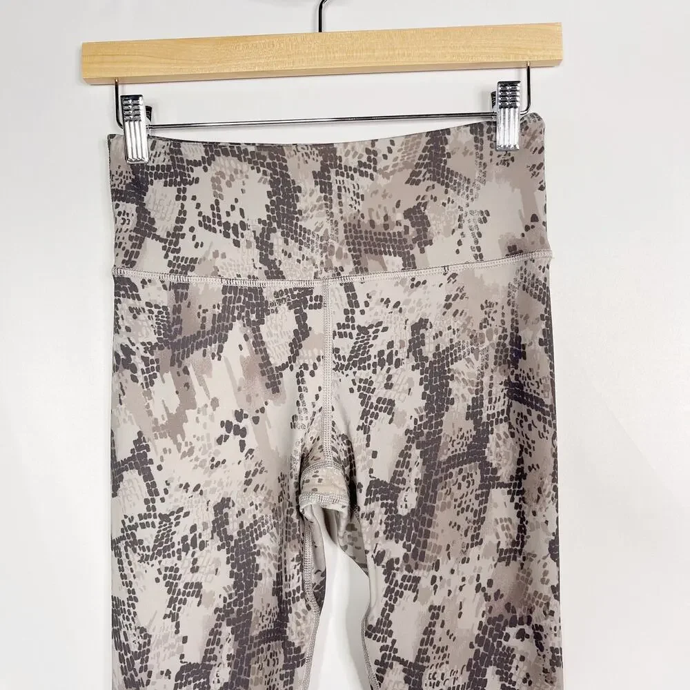 Vimmia Womens Small Gray Brown Snakeprint Leggings Animal Print Workout Yoga